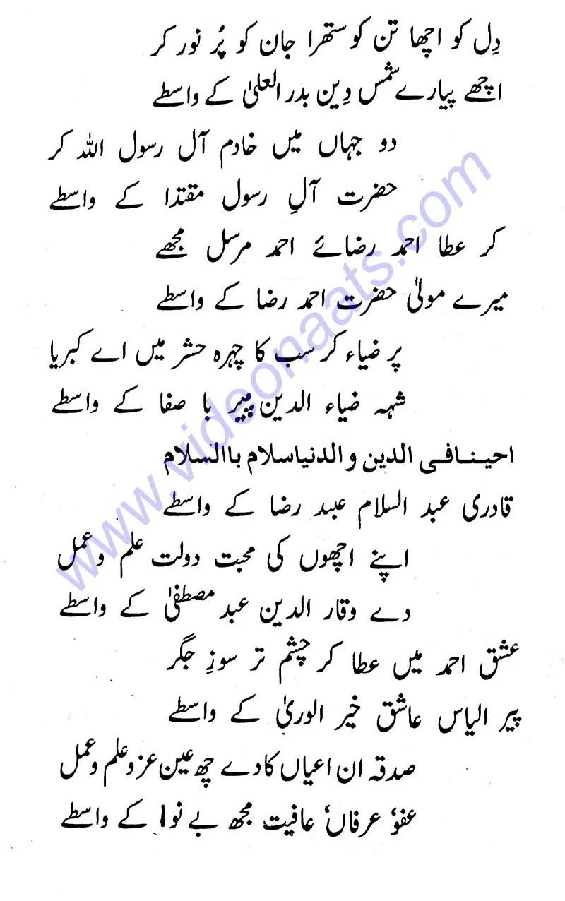 Ya Ilahi Raham farma Mustafa kay Wastay